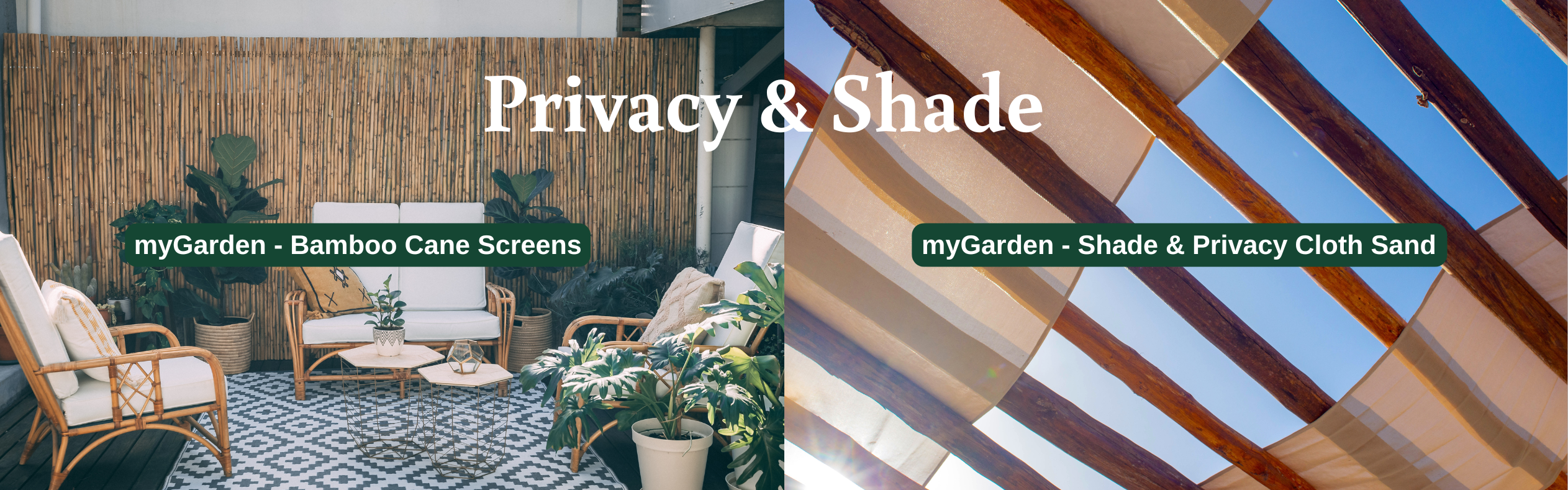 Privacy and Shade - myGarden bamboo cane screens and shade and privacy cloth